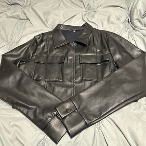 Kendall & Kylie Black Cropped Leather Jacket